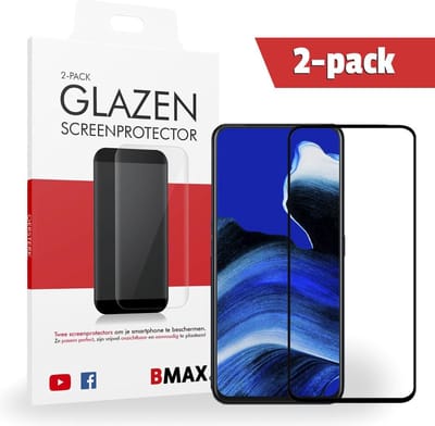 2-pack BMAX geschikt voor OPPO Reno 2Z Screenprotector Full Cover Glas / Dekt het volledige scherm! / Beschermglas / Tempered Glass / Glasplaatje