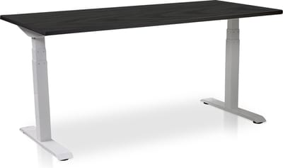 Zit-sta bureau elektrisch verstelbaar - MRC PRO NEN-EN 527 | 160 x 80 cm | frame wit - blad zwart eiken - met kabelmanagement | memory functie met USB | 150kg draagvermogen