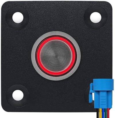 ProRide Metalen drukschakelaar Inbouwpaneel 12V ON-OFF - 16mm - met Aansluitkabel - 12V/24V - LED indicatie Rood