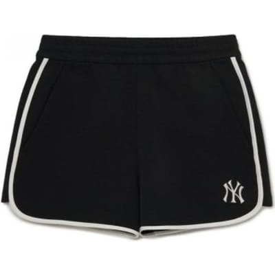MLB SS23 Logo des New York Yankees Brodé Vintage Sport Été Ample Taille Haute Droits Shorts Décontractés Shorts pour Femmes Noir 3FSPB0233-50BKS S gray