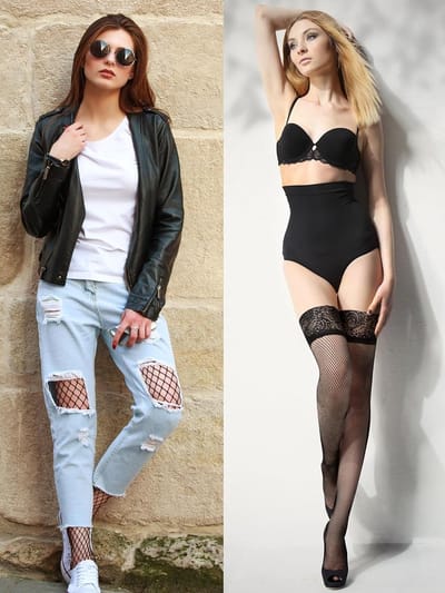 4 Paar Dames Halterloze Visnet Kousen, Kanten Kousen, Dikke Dijen Kousen voor Comfort en Stijl