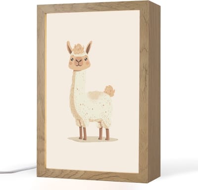 Nachtlampje 20x30 cm - Kinder lampje - Lama - Dieren - Boerderij - Pastel - Tafellamp kinderkamer - Slaapkamer lamp - Bedlamp kinderen - Kinderlampje stopcontact - Wandlamp babykamer - Nachtlampjes