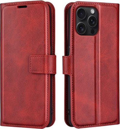 Coverup Hoesje - Geschikt voor iPhone 16 Pro Max Hoesje - Coverup Deluxe Book Case - Rood