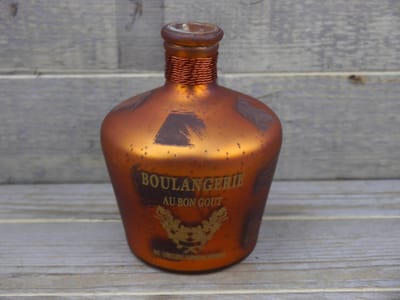 SENSE Decoratieve fles vaas met opdruk - Vintage stijl vaas - Vaas koper antiek