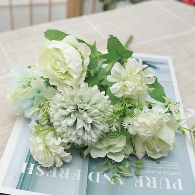 Pivoine Rose Fleurs Artificielles Rose Hortensia pour Décoration Fleur en Soie Centres de Table pour Mariage Maison Fête Décor Extérieur
