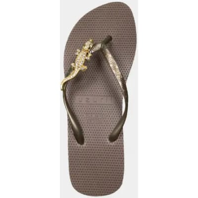 Uzurii Gold Crocodile Switch High Heel Dames Slippers Taupe | Taupe | Kunststof | Maat 35/36 | 20.039.03
