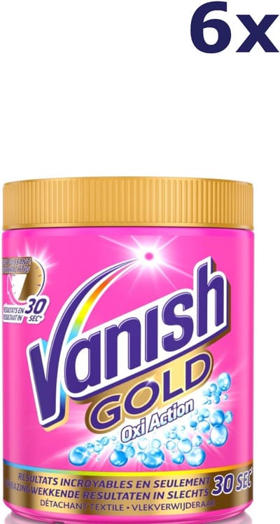 6x Vanish Gold Oxi Action Pink Poeder 1,05 kg – Voordeelverpakking – Krachtige Vlekverwijderaar voor Gekleurde Was – Totaal 6,3 kg