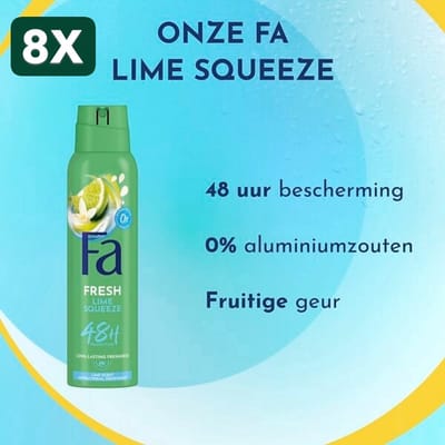 8 x Fa - Deodorant - Spray - Caribbean Wave - 150ml