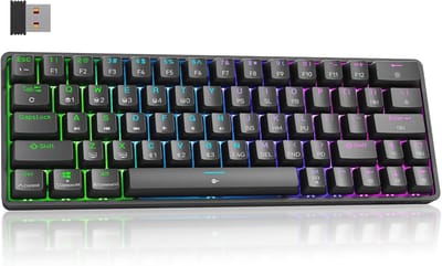 Compact Draadloos Mechanisch Gaming Toetsenbord met 63 Toetsen - Bluetooth en Type C - Geschikt voor Windows en Mac - Zwart