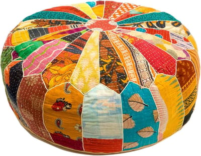Handgemaakte Vintage Zitpoef - Oosterse Vloerkussen - 100% Katoen - 60 x 20 cm