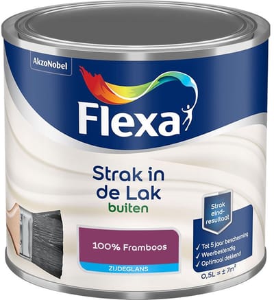 Flexa - Strak In De Lak Buitenlak Zijdeglans - 100% Framboos - Mengverf - 500 Ml