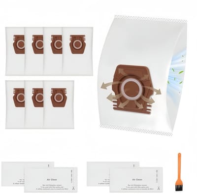 11 stuks - Erbij betrekken8 stofzakken - 2 sets filterkatoen en een borstel - compatibel met Miele Hoover Pure CO-stofzuigerzakken voor Guard M1 S8380 Flex Parquet Silence Performance Cat & Dog-serie