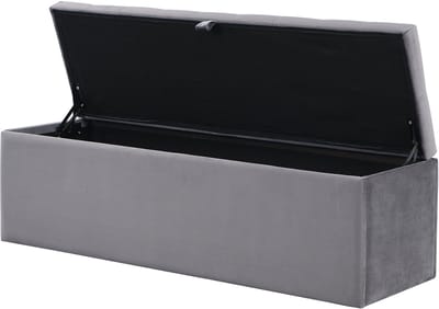 Grijze Fluweel Opbergbank - Bedbank met Opbergruimte - 138x41x42 cm - Zachte Stoele - Slaapkamer Opbergmeubel