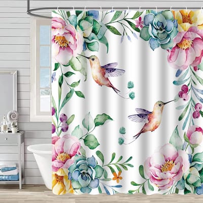 VHV - Douchegordijn - Douche gordijn - Douchegordijnen - Waterdicht douchegordijn - Wasbaar douchegordijn - Badkamergordijn - Douchegordijn badkamer - Voor badkamer douche bad - Voor thuis camper hotel - 180x180 cm - Stijl 35