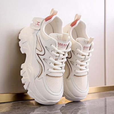 Little White Shoes met dikke zool Nieuwe schoenen met hoogteverhoging Zomerschoenen voor kinderen Dun Ademend Korte man Dun en Lang Papa schoenen 40 gray