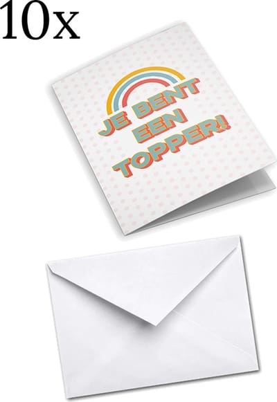 10x Wenskaart Je bent een topper met envelope - Bedankt Wenskaarten - Wenskaarten Set