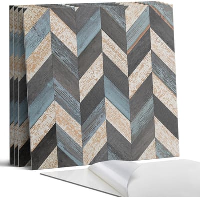 Coloray Wandpanelen Zelfklevend - Zigzagpatroon met hout Zelfklevende Wandpanelen - 50 cm x 50 cm - Grijs Wandpaneel PVC - 5 stuks - Texturen Wandpanelen Zelfklevend - Wandbord Keuken - Wandpaneel Badkamer