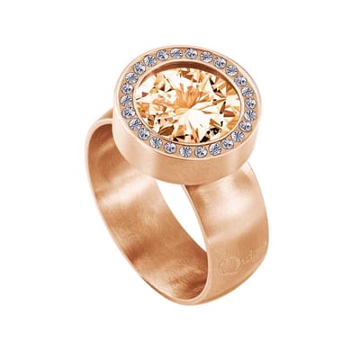 Quiges RVS Schroefsysteem Zirkonia Ring Rosegoudkleurig Mat 16mm met Verwisselbare 12mm Mini Munt - SLSRS50916