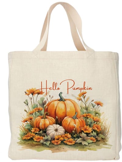 Shopper - Totebag - Boodschappentas | Hello Pumpkin - Herfst | Duurzaam - Linnenlook - 48x38cm