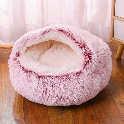 Warm en Comfortabel in de Winter, Kleine en Middelgrote Semi-gesloten Half-gevulde Dierenkennel met Pluche Pluche Diepe Slaap Hondenkennel Diameter 40cm