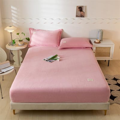 Thermisch Velours Bedlakens Pluche Stof Matrasbeschermer Voor Winter Bedsprei Bed Beddengoed Set Voor Eenpersoons Tweepersoons King Queen Bed 90x200cm white