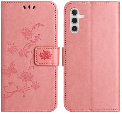 Coverup Hoesje - Geschikt voor Samsung Galaxy A56 Hoesje - Coverup Bloemen & Vlinders Book Case - Roze