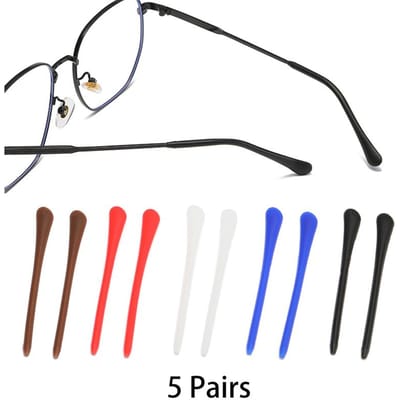 5 paar per set siliconen brilpootjes zachte brilpootjeshouders meerkleurig elastisch mini brillenkoord black