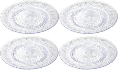 PlasticForte Onbreekbare Dinerborden - 4x - kunststof - kristal stijl - transparant - Dia 31 cm
