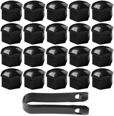 Dailygoods- Wielmoerafdekkingen 20 Stuks - Universele Naaf Schroefdop - Zeshoekige Deksel - Verwijderingsgereedschap - Kunststof - Afmetingen 2.4 x 2.4 cm - Wielmoerdop
