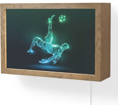 Wandlamp 30x20 cm - Oplaadbaar - Voetbal - Voetballer - Jongen - Zwart - Wandlampen binnen woonkamer - Slaapkamer lamp met kabel - Decoratieve nachtlamp - Vloerlamp snoer