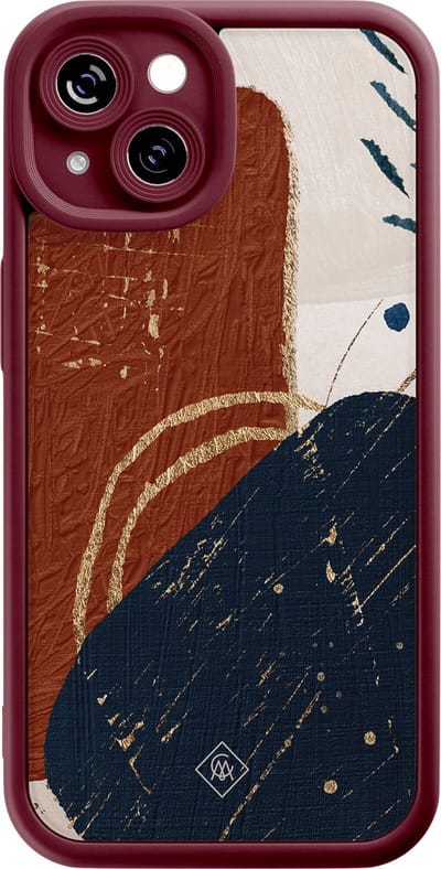 Casimoda® hoesje - Geschikt voor iPhone 15 - Abstract Terracotta - Effen telefoonhoesje met lensbescherming - Siliconen/TPU - Backcover - Multi