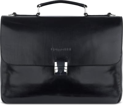 bugatti Leren Afzonderlijke gevallen Laptoptas met laptopvak Romano Briefcase Black Zwart