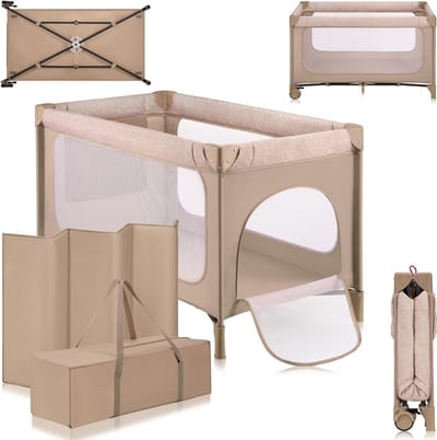 Zyrex® Campingbedje Baby - Reisbedjes - Baby Klamboe - Beige - 67cm x 75cm x 123cm
