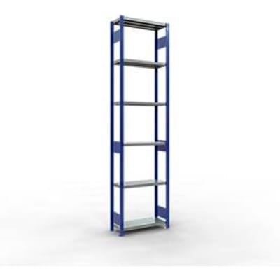 Schulte Lagertechnik MULTIplus 250 boutloos rekkensysteem, basisrek, lengte bout, 3000x750x300 mm, 7 legborden, gentiaanblauw/verzinkt