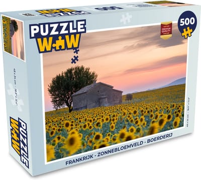 Puzzel Frankrijk - Zonnebloemveld - Boerderij - Legpuzzel - Puzzel 500 stukjes