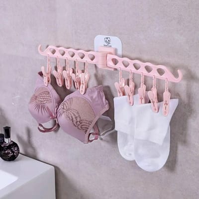 Badkamer Opvouwbaar Sokkenrek Sokken Ondergoed Organizer 24 Klemmen Handdoekhouder Wandmontage Douchestangen Balkon Drogen Sokken BH
