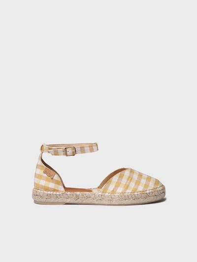 Platte espadrilles voor dames met ruitjesprint | NURI-VH