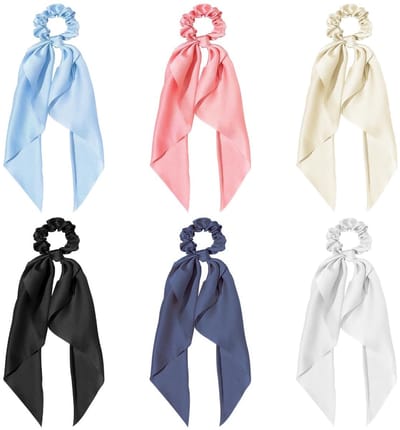 6 stuks satijnen strik elastische haarbanden kleurrijke lint scrunchies paardenstaart houder leuke haaraccessoires voor vrouwen meisjes