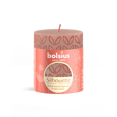 Bolsius Stompkaars Rustiek Print Misty Pink - 8 cm / ø 7 cm