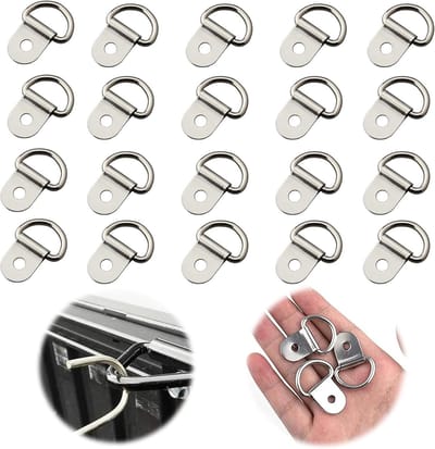 Roestvrijstalen D-ringen voor bevestiging, 20 stuks, 36 x 25 mm, voor aanhangers en ladingbeveiliging, duurzame en stevige bevestigingsringen