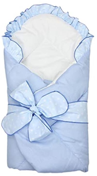Schattige Baby Wrapdeken met Ruffles en Strik, Blauw 70 x 70 cm