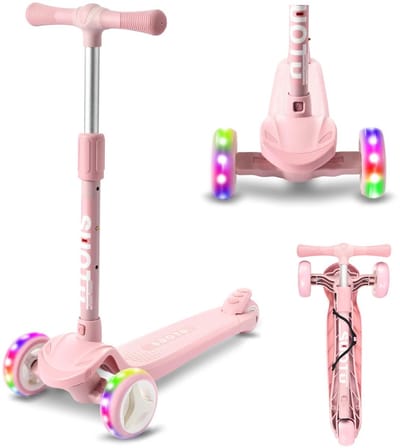 Suotu Kinderstep - Step - 3 Lichtgevende Wielen - EXTRA BREEDE WIELEN - Step 3+ Jaar tot 50kg - Speelgoed Jongens/Meisjes - Roze