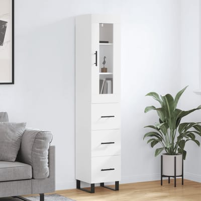 vidaXL - Hoge - kast - 34,5x34x180 - cm - bewerkt - hout - wit