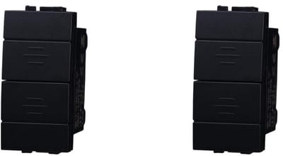 Dubbele Interlock Drukknop 1P+1P 10A Zwart voor Naadloze Installatie