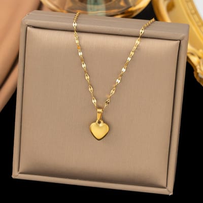 Roestvrij Staal Dubbellaags Hart Hanger Ketting Voor Vrouwen Hoge Kwaliteit 18K-Goud Verguld Franse Verfijnde Sieraden Cadeau beige