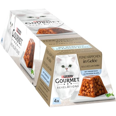 4x57g Gourmet Revelations Fine Cuts witvis natvoer voor katten