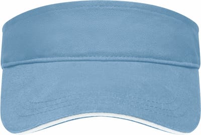 Zonneklep uni kleuren 47 cm - zonnehoedjes voor volwassenen licht blauw/wit