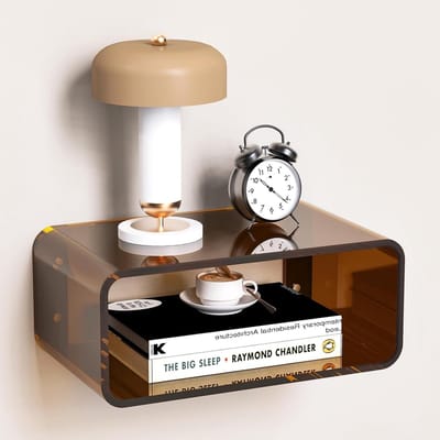Famanu – Zwevend nachtkastje van acryl, wandmontage, 17 cm opening, donkerbruin