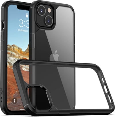 IYUPP Hoesje Geschikt voor iPhone 14 Plus Hoesje Zwart x Transparant - Shockproof Bumper Cover