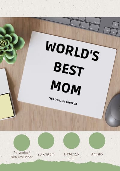 Akyol - world's best mom it's true we checked Muismat - Mama - werelds beste moeder - moeder cadeautjes - moederdag - verjaardag - geschenk - kado - 23 bij 19 cm